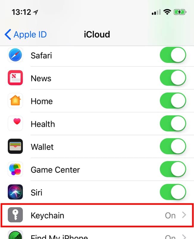 manage icloud passwords keychain